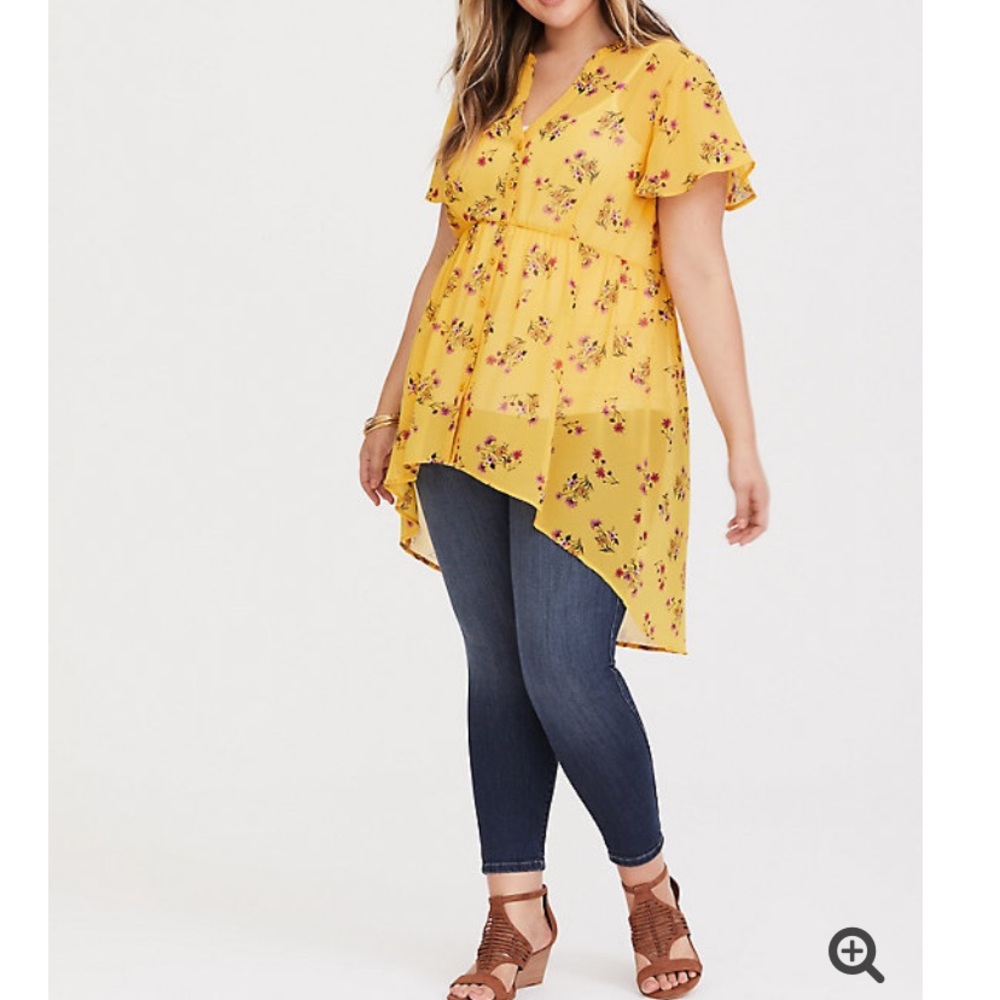 Torrid Yellow Chiffon Baby Doll Tunic